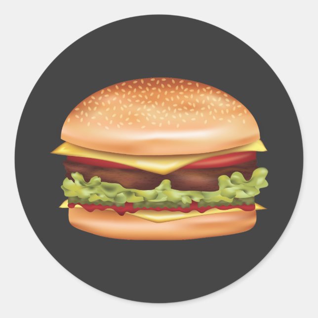 Sticker Rond Illustration de restauration rapide de hamburger (Devant)