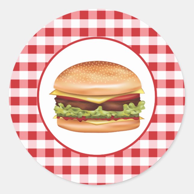 Sticker Rond Illustration de restauration rapide de hamburger s (Devant)