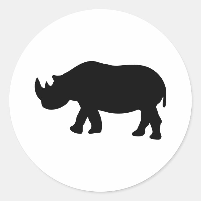 Sticker Rond illustration de rhinocéros noirs (Devant)