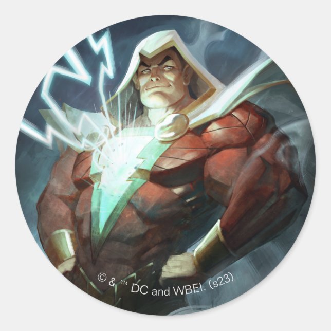 Sticker Rond Illustration de Shazam en crise infinie (Devant)