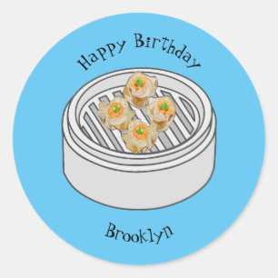 Sticker Rond Illustration de Shumai dim sum
