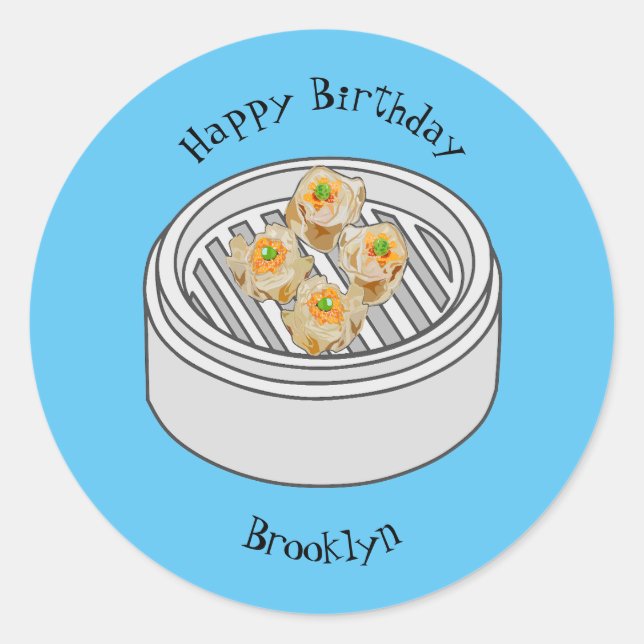 Sticker Rond Illustration de Shumai dim sum (Devant)