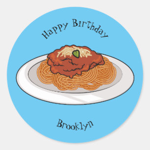 Sticker Rond Illustration de Spaghetti