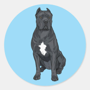 Sticker Rond Illustration de style Pop Art d'un Cane Corso gris