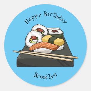 Sticker Rond Illustration de sushi