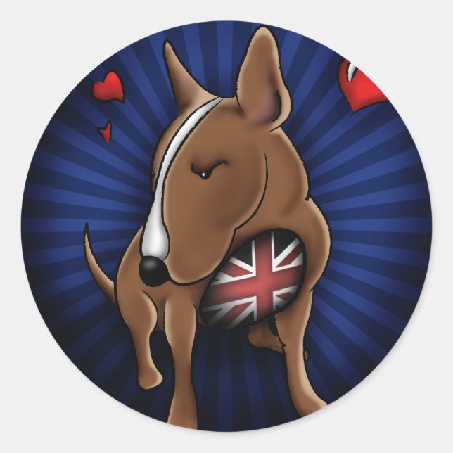 Sticker Rond Illustration de Taureau Terrier anglais (Devant)