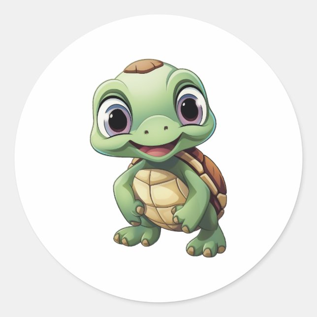 Sticker Rond Illustration de tortue de dessin Copier (Devant)