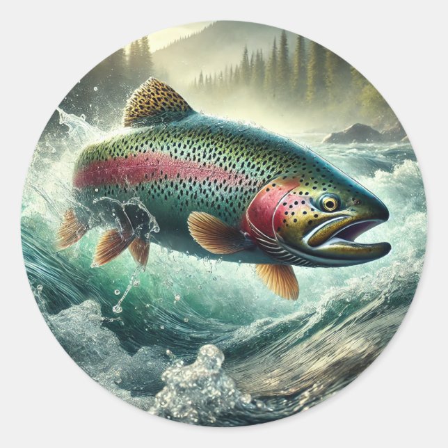 Sticker Rond Illustration de truite  (Devant)