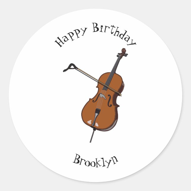 Sticker Rond Illustration de violoncelle (Devant)