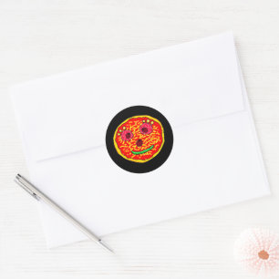Sticker Rond Illustration de visage de pizza souriante