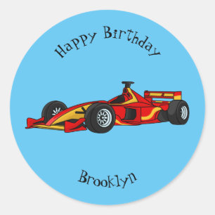 Sticker Rond Illustration de voitures de course à grande vitess