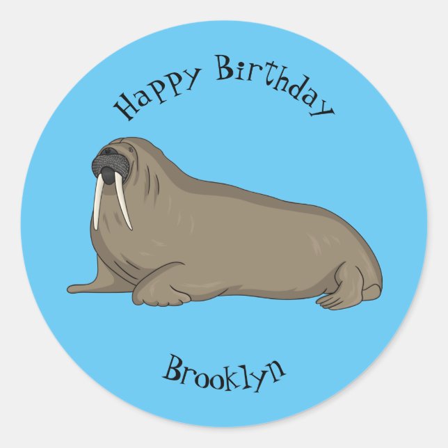Sticker Rond Illustration de Walrus (Devant)