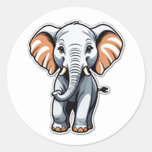 Sticker Rond Illustration d'éléphant de dessin animé - Parfait 