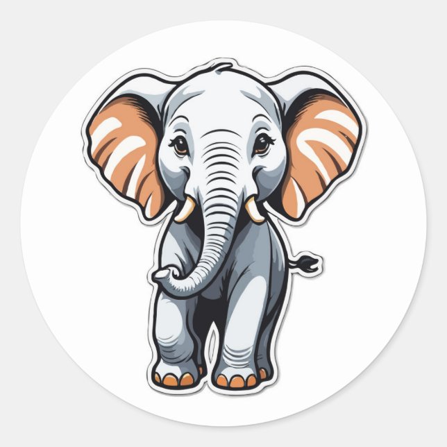 Sticker Rond Illustration d'éléphant de dessin animé - Parfait  (Devant)