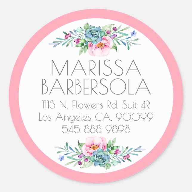 Sticker Rond Illustration des aquarelles florales colorées (Devant)
