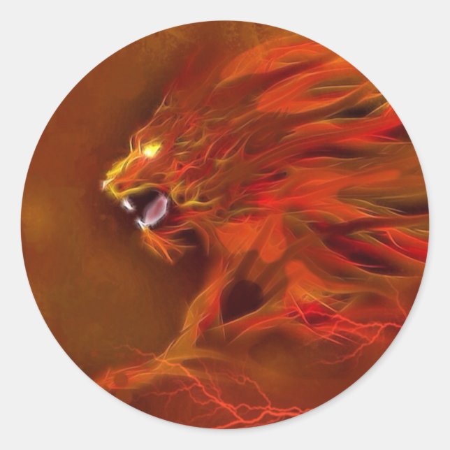 Sticker Rond Illustration des flammes artistiques des lions de  (Devant)