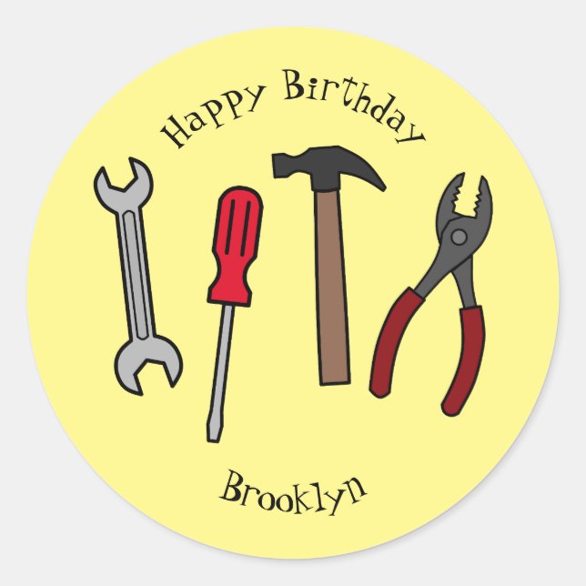 Sticker Rond Illustration des outils de menuiserie (Devant)