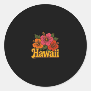 Sticker Rond Illustration d'hibiscus d'Hawaï Vacances hawaïenne