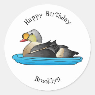 Sticker Rond Illustration d'oiseau de l'eider King