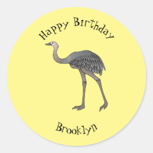 Sticker Rond Illustration d'oiseau de rhée