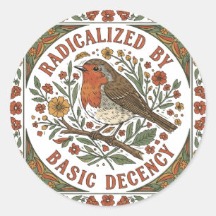 Sticker Rond Illustration d'oiseau radicalisé par la décence él