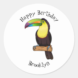 Sticker Rond Illustration d'oiseau toucain à bec de Keel