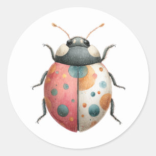 Sticker Rond Illustration du bogue du coléoptère mou Aquarelle