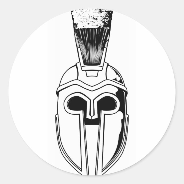 Sticker Rond Illustration du casque monochrome spartiate (Devant)