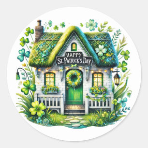 Sticker Rond Illustration du chalet Jour de la Saint Patrick