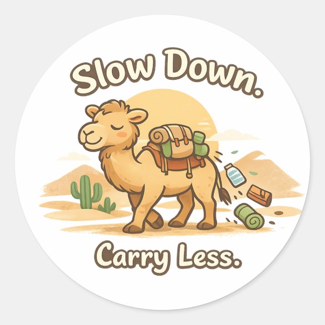 Sticker Rond Illustration du chameau cosy pour le Mois du Bien- (Devant)