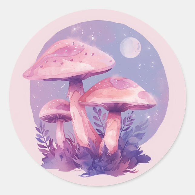 Sticker Rond Illustration du champignon éthérée (Devant)