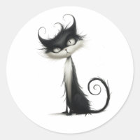 Illustration du chat espiègle noir blanc lunatique