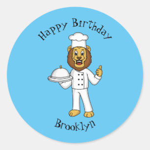 Sticker Rond Illustration du chef mignon lion