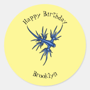 Sticker Rond Illustration du dragon bleu des limaces de mer