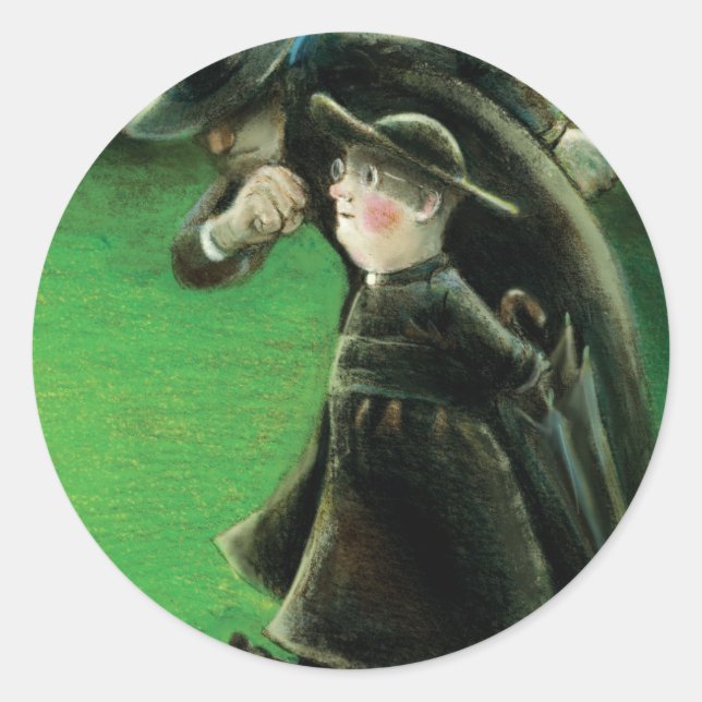 Sticker Rond Illustration du lecteur père Brown (Devant)