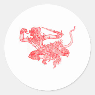 Sticker Rond Illustration du livre Vintage Hanuman