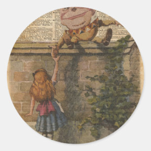 Sticker Rond Illustration du livre Vintage Humpty Dumpty & Alic