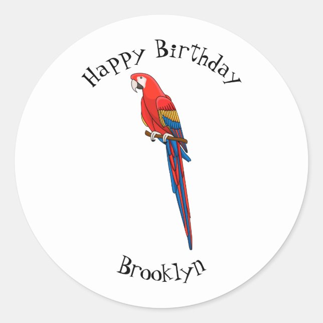 Sticker Rond Illustration du perroquet de macaw Scarlet (Devant)