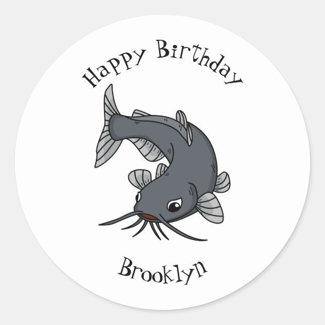 Sticker Rond Illustration du poisson-chat mignon (Devant)