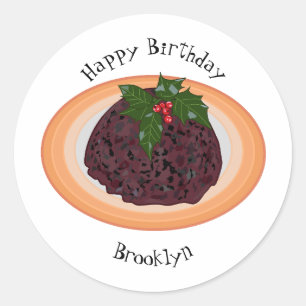 Sticker Rond Illustration du pudding de Noël