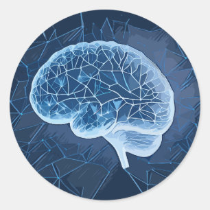 Sticker Rond Illustration du réseau cérébral - Réseau neuronal