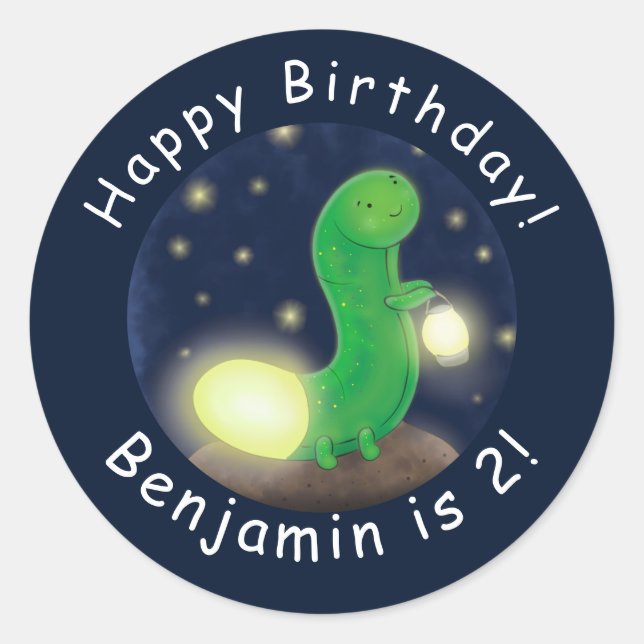 Sticker Rond Illustration du ver vert mou (Devant)