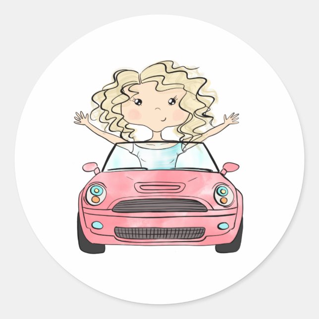 Sticker Rond Illustration du voyage sur route (Devant)