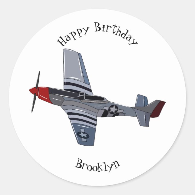Sticker Rond Illustration d'un avion de chasse-bombardier (Devant)