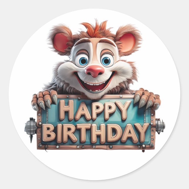Sticker Rond Illustration d'un joyeux anniversaire (Devant)