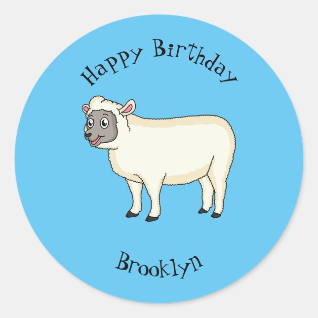 Sticker Rond Illustration d'un mouton joyeux (Devant)