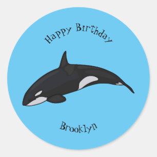 Sticker Rond Illustration d'une baleine tueuse