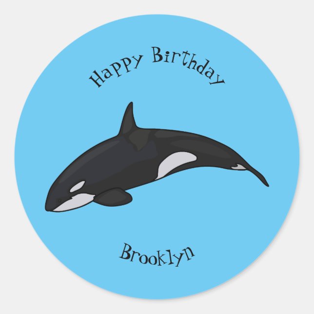Sticker Rond Illustration d'une baleine tueuse (Devant)