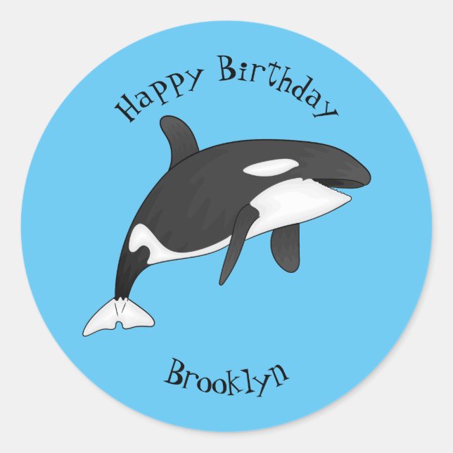 Sticker Rond Illustration d'une baleine tueuse (Devant)