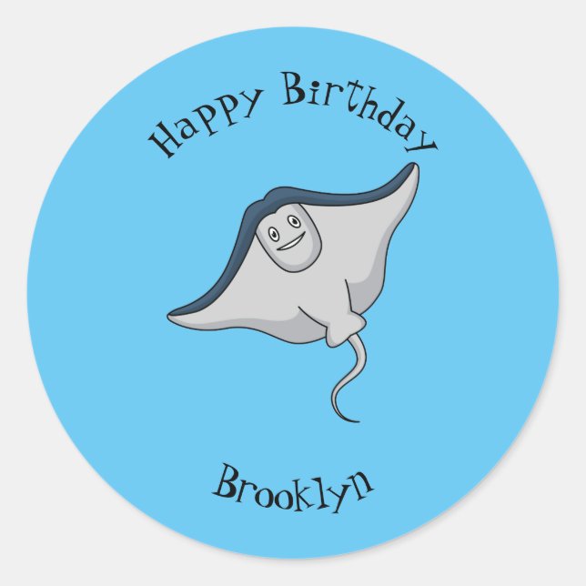 Sticker Rond Illustration d'une caricature de poisson stingray (Devant)
